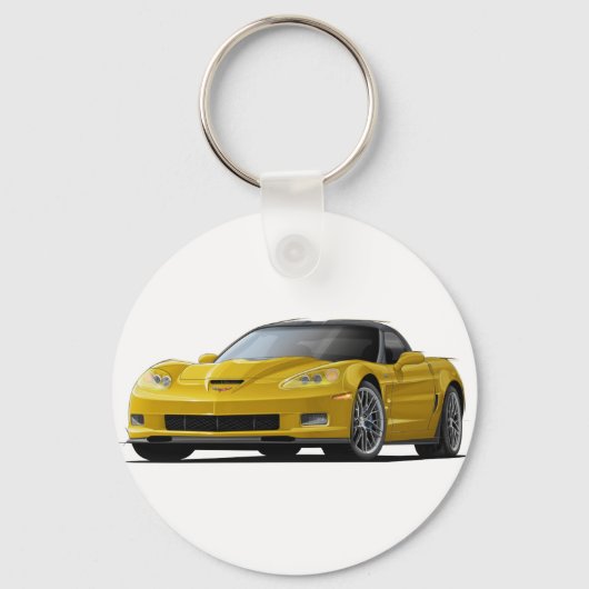 Corvette ZR1 gele auto Sleutelhanger (Voorkant)