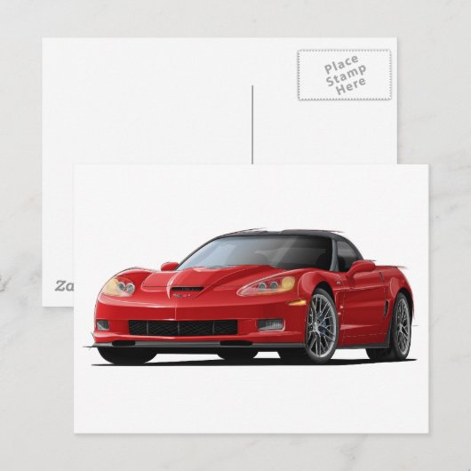 Corvette ZR1 rode auto Briefkaart (Voorkant / Achterkant)