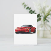 Corvette ZR1 rode auto Briefkaart (Staand voorkant)