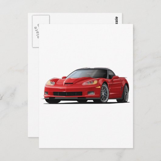 Corvette ZR1 rode auto Briefkaart (Voorkant / Achterkant)