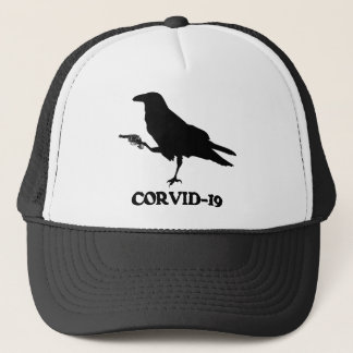 CORVID-19 Trucker Hat, wit en zwart Pet