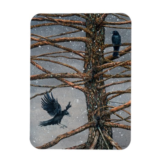 Corvus Corvidae en Cedar Magnet Magneet (Verticaal)