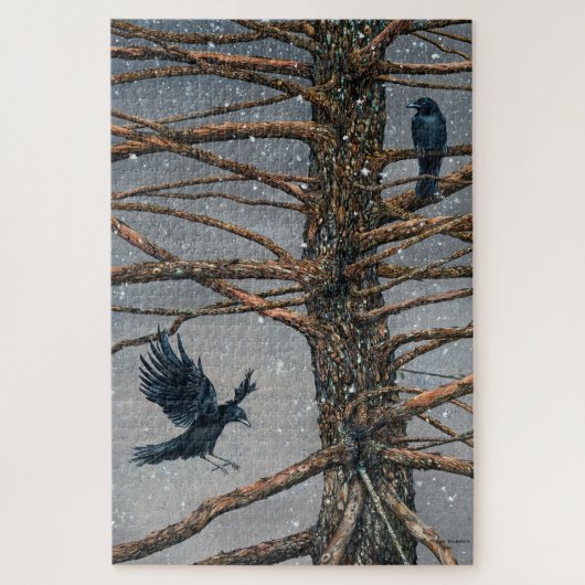 Corvus Corvidae en de Cedar Jigzaag Puzzle Legpuzzel (Verticaal)