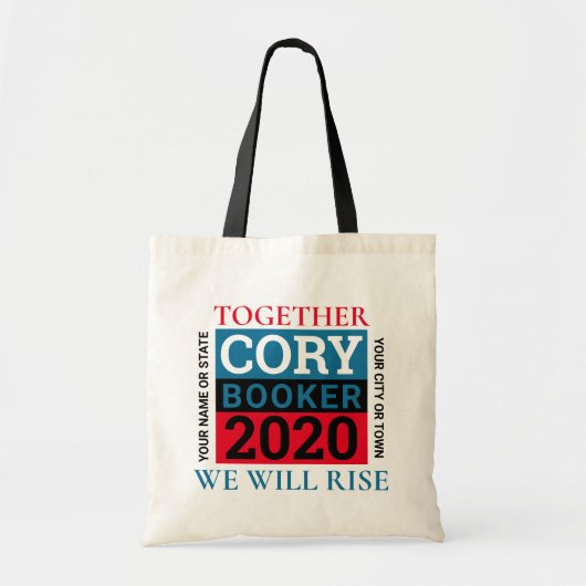 Cory Booker 2020 Stemming gepersonaliseerd We verh Tote Bag (Voorkant)