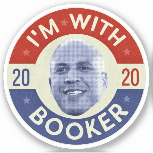 Cory Booker President 2020 Democraat Foto Retro Sticker (Voorkant)
