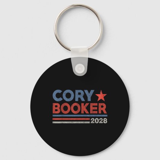 Cory Booker Retro Stripe - Cory Booker voor Presid Sleutelhanger (Voorkant)