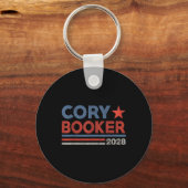 Cory Booker Retro Stripe - Cory Booker voor Presid Sleutelhanger (Voorkant)