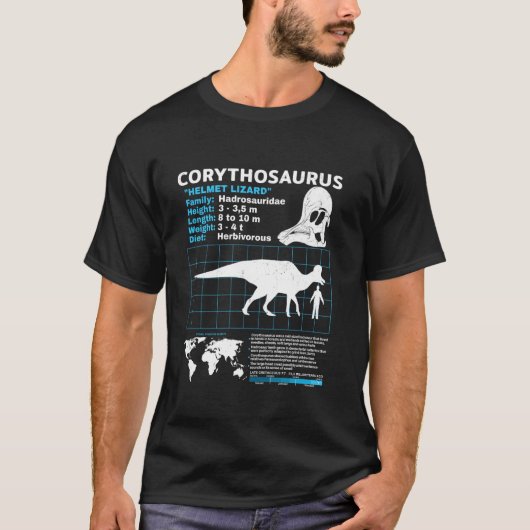 Corythosaurus feitenblad Dinosaurus Feiten T-shirt (Voorkant)