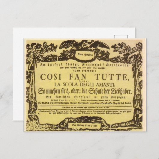 Così Fan Tutte Playbill (Mozart) Briefkaart (Voorkant / Achterkant)