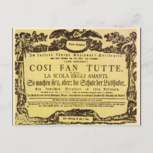 Così Fan Tutte Playbill (Mozart) Briefkaart (Voorkant)
