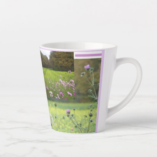 Cosmea & Rapeseed Field Collage Latte Mok (Rechts)