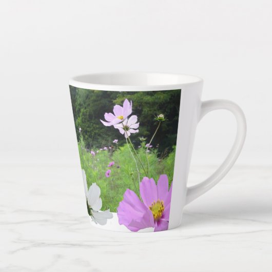 Cosmea, Wild Flowers Field Collage Latte Mok (Rechts)