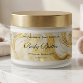 Cosmetica Body Butter Pot Label Ivoor Marmer Goud Waterfles Etiket
