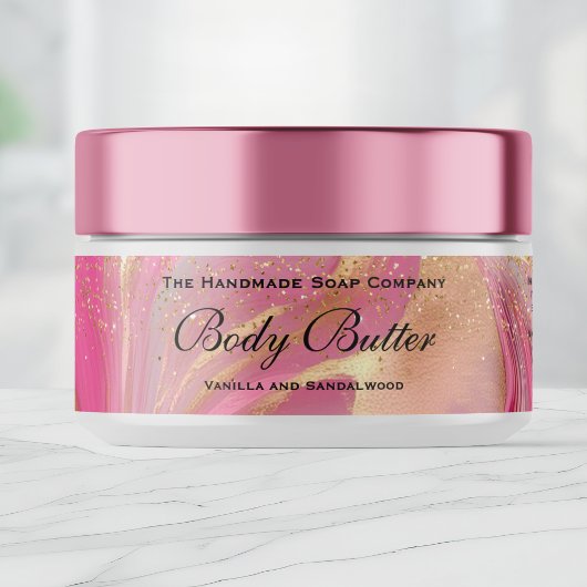 Cosmetica Body Butter Pot Label Roze Goud glitters