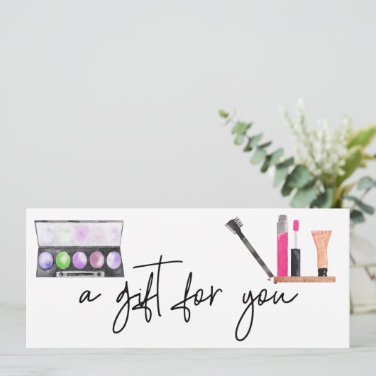 Cosmetica Cadeaubon Waterverf Make-up Kaart (Staand voorkant)