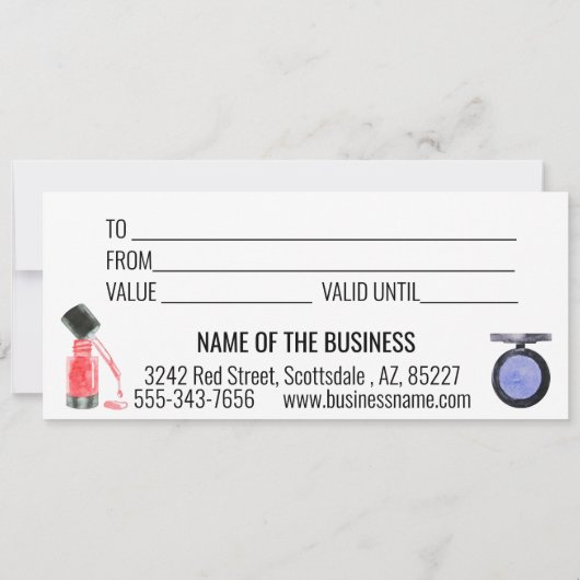 Cosmetica Cadeaubon Waterverf Make-up Kaart (Achterkant)