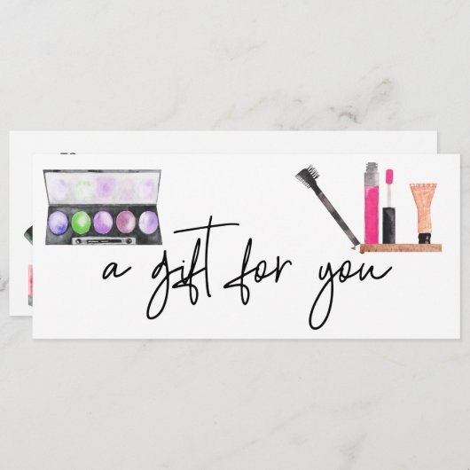 Cosmetica Cadeaubon Waterverf Make-up Kaart (Voorkant / Achterkant)