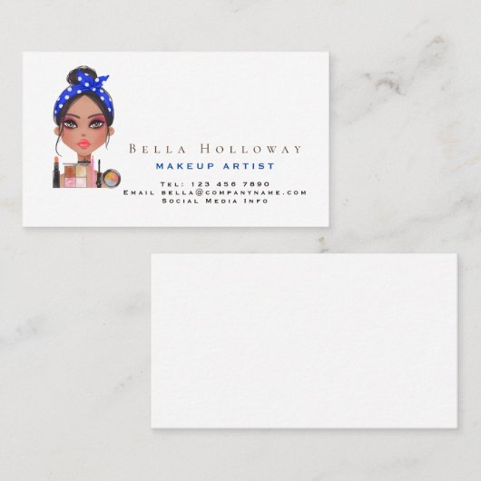 Cosmetica en gezicht stijlvolle make-up artist visitekaartje (Voorkant / Achterkant)