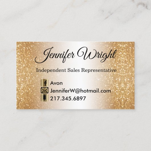 Cosmetica en Gold Glitter - Avon Visitekaartje (Achterkant)