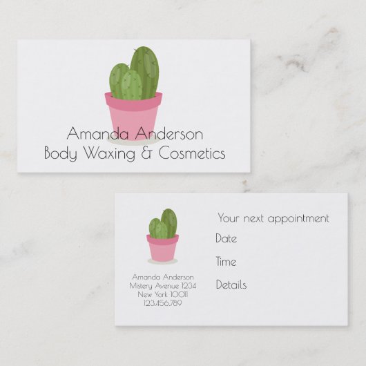 Cosmetica en wasschoonheidsbenoeming afsprakenkaartje (Voorkant / Achterkant)