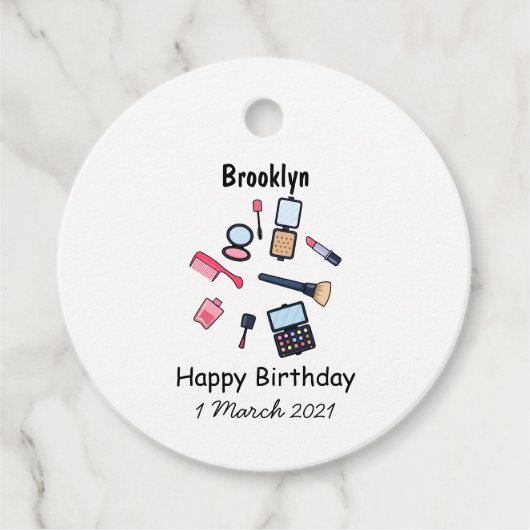 Cosmetica/make-up cartoon illustratie bedankjes labels (Voorkant)