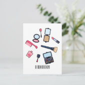 Cosmetica/make-up cartoon illustratie briefkaart (Staand voorkant)