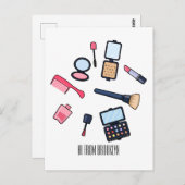 Cosmetica/make-up cartoon illustratie briefkaart (Voorkant / Achterkant)