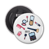 Cosmetica/make-up cartoon illustratie button flesopener (Voorkant)