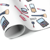 Cosmetica/make-up cartoon illustratie cadeaupapier (Rol Hoek)