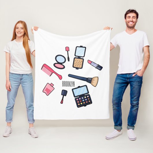 Cosmetica/make-up cartoon illustratie fleece deken (In situ)