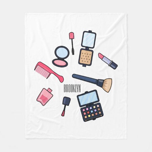 Cosmetica/make-up cartoon illustratie fleece deken (Voorkant)