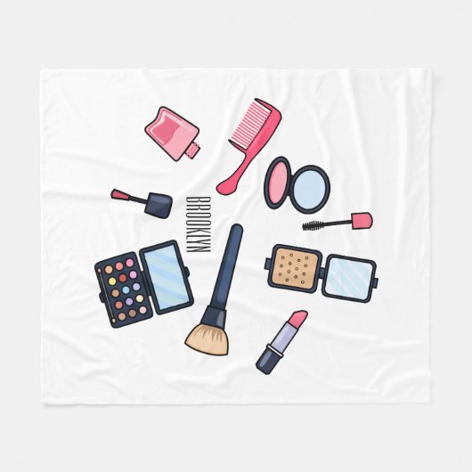 Cosmetica/make-up cartoon illustratie fleece deken (Voorkant (Horizontaal))