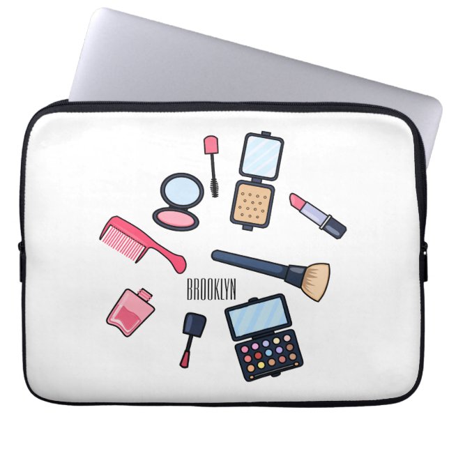 Cosmetica/make-up cartoon illustratie laptop sleeve (Voorkant)