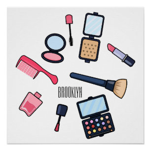 Cosmetica/make-up cartoon illustratie perfect poster