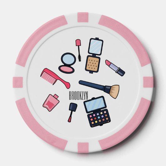Cosmetica/make-up cartoon illustratie poker chips (Voorkant)