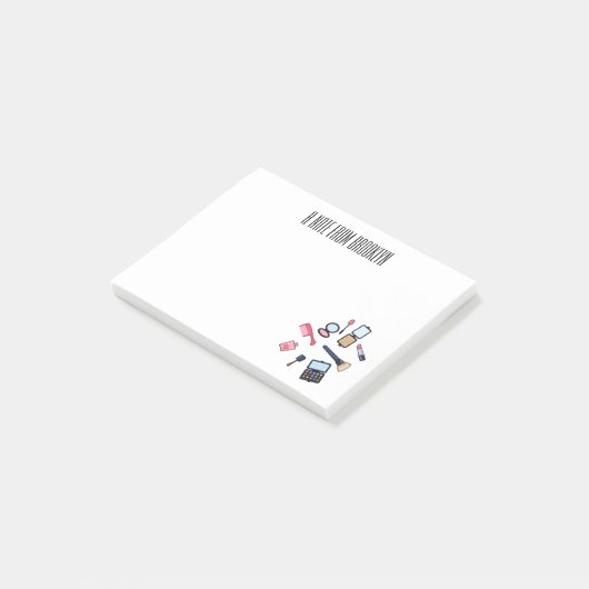 Cosmetica/make-up cartoon illustratie post-it® notes (Schuin)