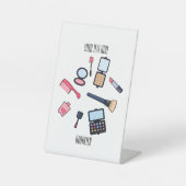 Cosmetica/make-up cartoon illustratie reclamebord met voetstuk (Voorkant)