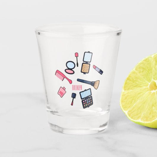 Cosmetica/make-up cartoon illustratie shot glas (Voorkant)