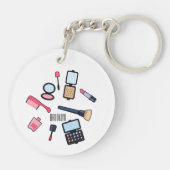 Cosmetica/make-up cartoon illustratie sleutelhanger (Achterkant)
