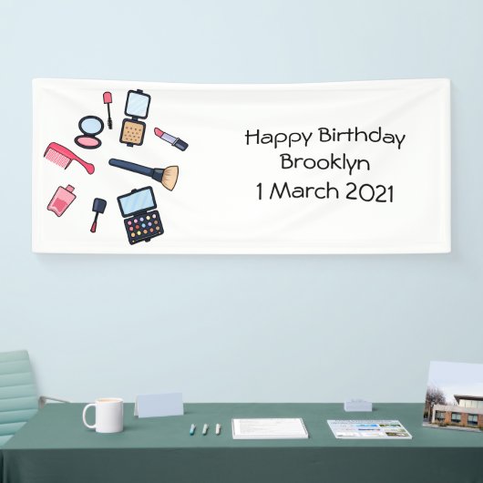 Cosmetica/make-up cartoon illustratie spandoek (Beurs)