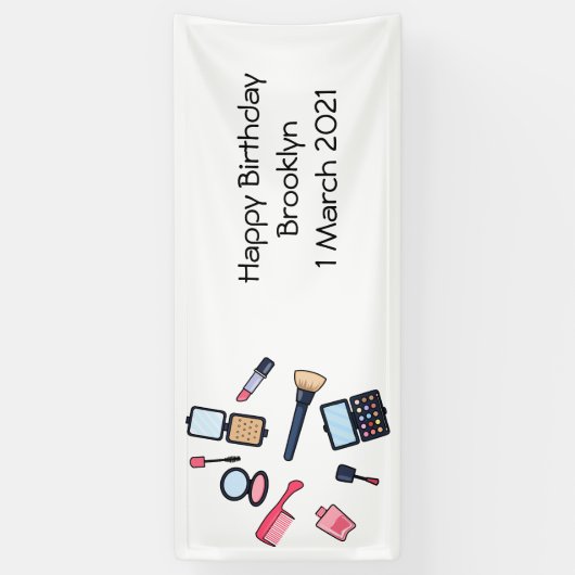 Cosmetica/make-up cartoon illustratie spandoek (Verticaal)