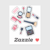 Cosmetica/make-up cartoon illustratie sticker (Vel)