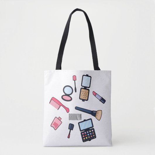 Cosmetica/make-up cartoon illustratie tote bag (Voorkant)