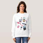 Cosmetica/make-up cartoon illustratie trui (Voorkant volledig)