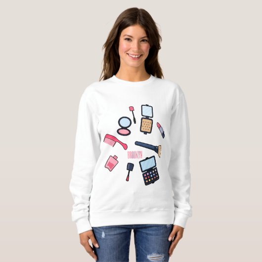 Cosmetica/make-up cartoon illustratie trui (Voorkant volledig)