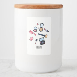 Cosmetica/make-up cartoon illustratie voedselcontainer etiket