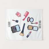 Cosmetica/make-up cartoon illustratie wandkleed (Voorkant (horizontaal))