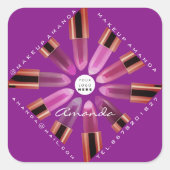 Cosmetica Makeup Roos Gold Lipsticks Violet Vierkante Sticker (Voorkant)