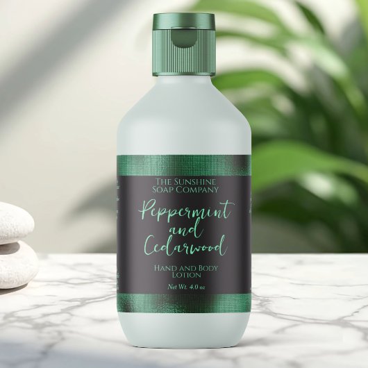 Cosmetica of zeep verpakkingslabel - zwart + groen etiket