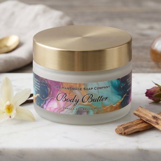 Cosmetica Pot Label - Teal, Blauw, Magenta en Goud
